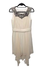 Marchesa Notte Silk Dress Embellished Beaded Neck bridal engagement wedding