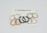 NWT Croft & Barrow 5 Pairs of Hoop Earrings