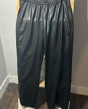 Aritzia Babaton Wide Leg Vegan Leather Black Pants