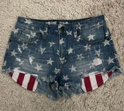 Red White And Blue Denim Shorts