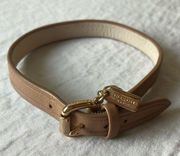 Coach: Thin, Tan leather bracelet (10” length)- Coach charm & rainbow charm