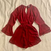 Cherry Red Flowy Romper