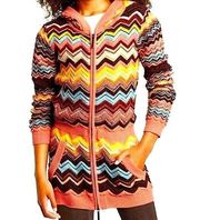 MISSONI x Target Chevron Zig Zag Knit Zip Up Sweater Hoodie Size L