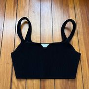 Aritzia Babaton Black Sculpt Knit Notch Cropped Tank Top Sz M