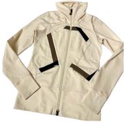 Lululemon  Cream Geometric Zip Up fitted Jacket Women’s Size 2 EUC