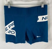 Nike Pro Navy Blue Graphic Spandex Shorts Size Large