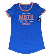 New Official MLB New York Mets Blue/Orange Women's Short Sleeve Shirt Size Small