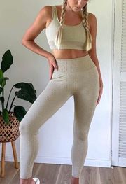 Tan Ribbed Workout  Set