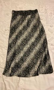 Snakeskin Print Midi Skirt