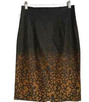 Classiques Entier Black and Brown Print Ombré Pencil Skirt Size 2