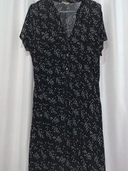 Siren Lilly sz 2X black sheer dress w/black slip  drawstring waste short sleeve