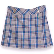 LADY HAGEN Women’s Plaid Golf Skirt Skort Button Detail Purple Tan Size 8