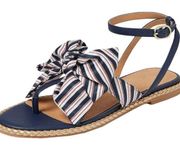 Jack Rogers NWOT  Midnight Stripe Heidi Bow Sandals | Ankle Strap Bow Sandals