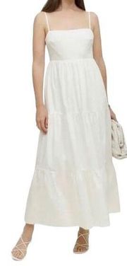 Reformation East White Organic Cotton Tiered Maxi Dress Large