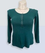 Route 66 Turquoise Snap Front  Henley Style Top S
