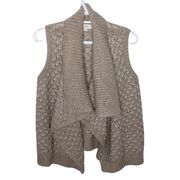 Ann Taylor Loft tan chunky knit shawl vest size S