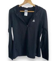 Adidas Techfit Climalite Black Long Sleeve Hoodie 1/4 Zip Thumbholes Active Top