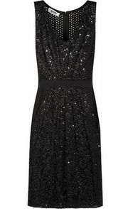 MOSCHINO cheap and chic black cocktail lace eyelet sequin dress Medium