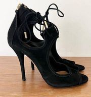 Aquazzura black cut out suede pumps  / 6.5