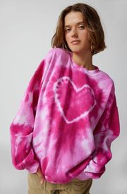 pink heart tie dye crew neck