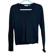 HUGO BOSS Sweater Womens XS Black Merino Wool Superfine V Neck Pullover