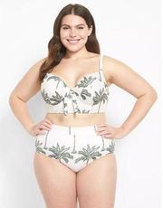 Lane Bryant Cacique Swim Balconette Bikini Top + Swim Brief Sugar Palms 44DD 26