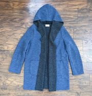 Marine Layer • Wren Hooded Coat jacket blue grey sweater knit cardigan