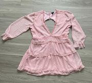 Backless Pink Print Dress