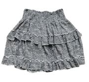 Altar’d State Tiered Ruffle Black and White Printed Smocked Skirt Size Medium