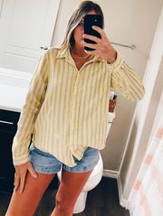 Yellow & Blue Stripe Button Up - Size Medium