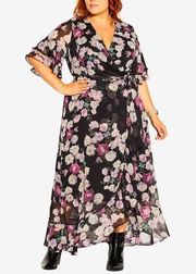 NWOT City Chic Amore black floral maxi dress size 14