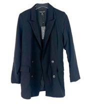 NWT Rachel Zoe Open Front Relaxed Blazer Jacket Black Size Small S NEW