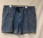 St John’s Bay 20W Blue 90s Style Jean Denim Shorts Tie Pocket Blue Summer Spring