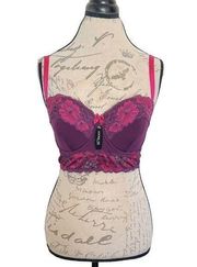 Womens Push up Underwire Bra size 34DD Pink Purple Lace  Sexy NWT