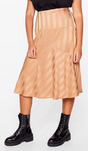 Satin Striped Midi Skirt