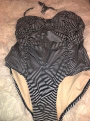 Ruched striped one piece 