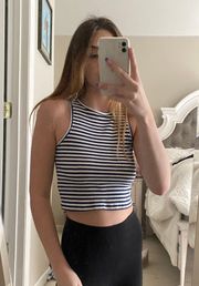 Ambiance Navy and White Striped Cropped Tank