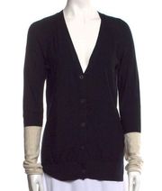 Alexander Wang Silk Wool blend Oversized Cardigan Black and Ivory