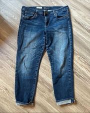 Kut from the Kloth Women’s Dark Wash Blue cropped Jeans Capris size 10