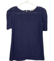 Maje Linen Womens Blue Short Sleeve Pullover Sweater Top Size Small