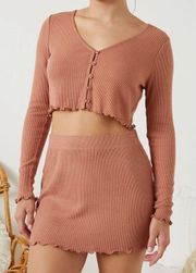 Pacsun Brown Ribbed Mini Skirt