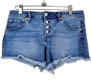 Shyanne Women’s Light Medium Wash Cut off Fray Denim Shorts