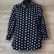 Chaps navy & white Polk a dot button down size Medium