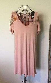 Pink Embroidered Shift Dress NWT