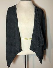 Dana Buchman open front cardigan sweater Small gray draped cascade striped