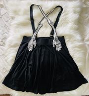 Black Sketchy Skirt With Skeleton Arm Suspenders