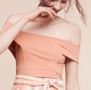 Anthropologie Deletta Off the Shoulder Cropped Top Rose Blush Pink Size Medium