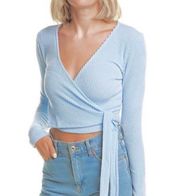 Wrap Long Sleeve Crop Top