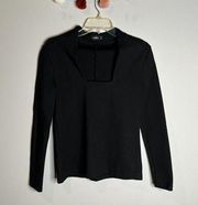 Kate Spade Saturday black square neck long sleeve top