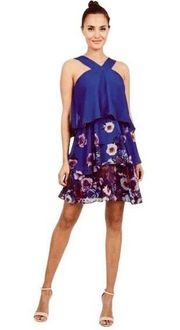 Badgley Mischka Popover Floral Ruffle Mini Dress 14